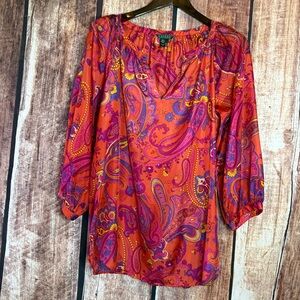 Ralph Lauren Red Paisley Blouse